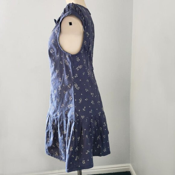 NWT size SMALL Free People BEASLEY Mini dress cotton navy floral collared blue - Picture 5 of 16